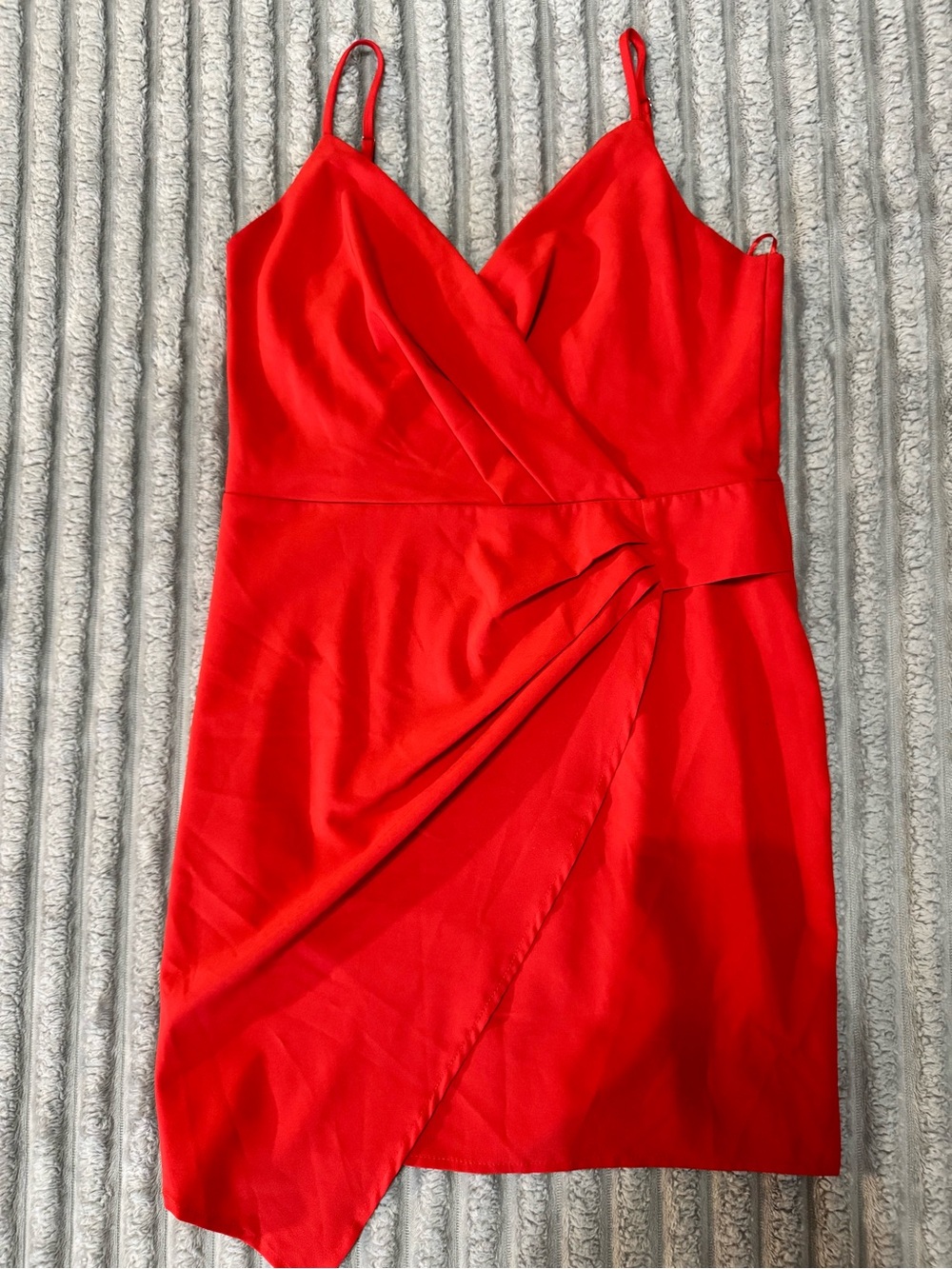 Blue Blush Red Mini Dress with Wrap Detail